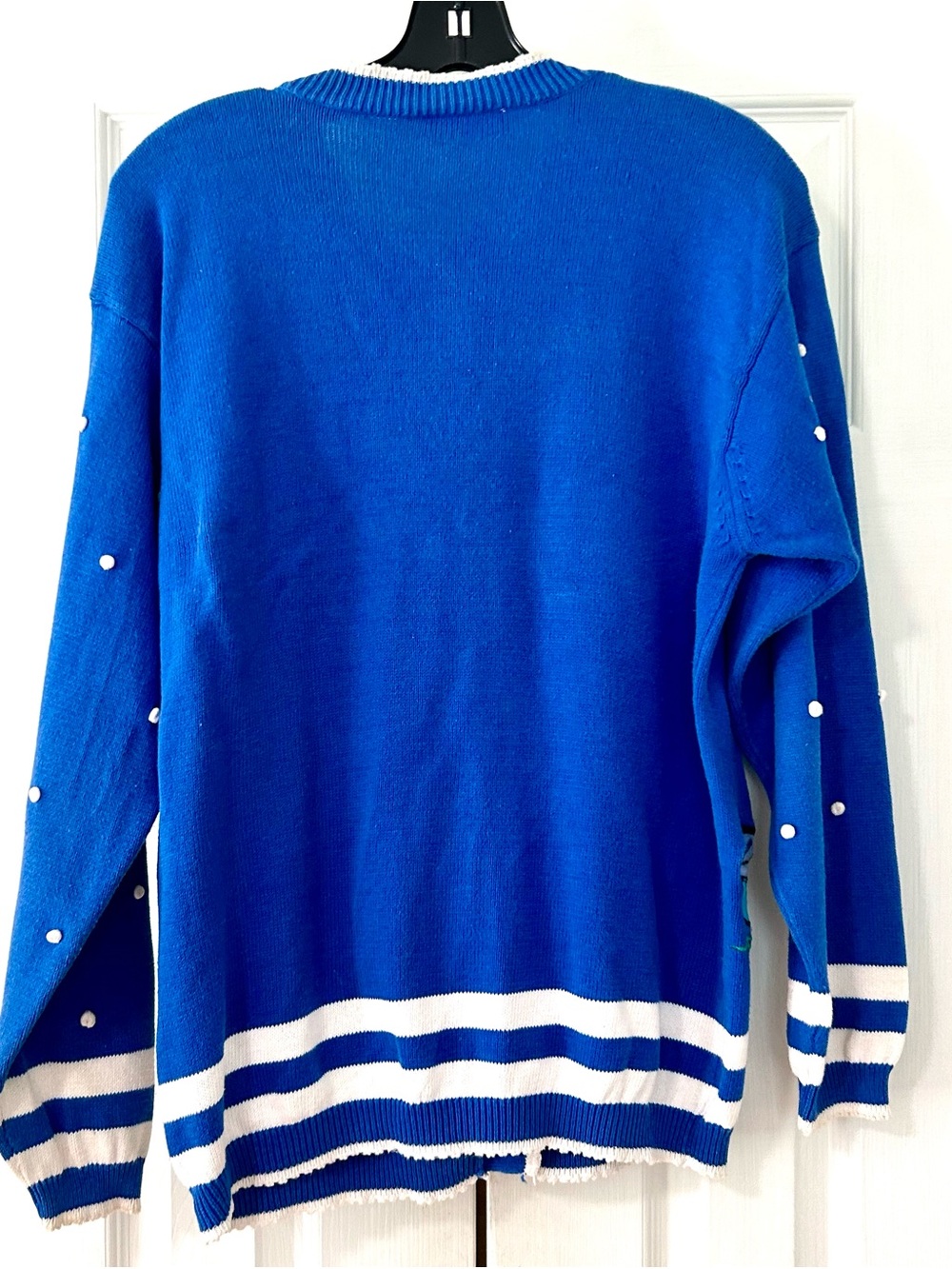 Vintage 80’s/90’s Rene Derhy colorful Bear Fishing Cardigan Sweater woman sz M - Picture 3 of 4